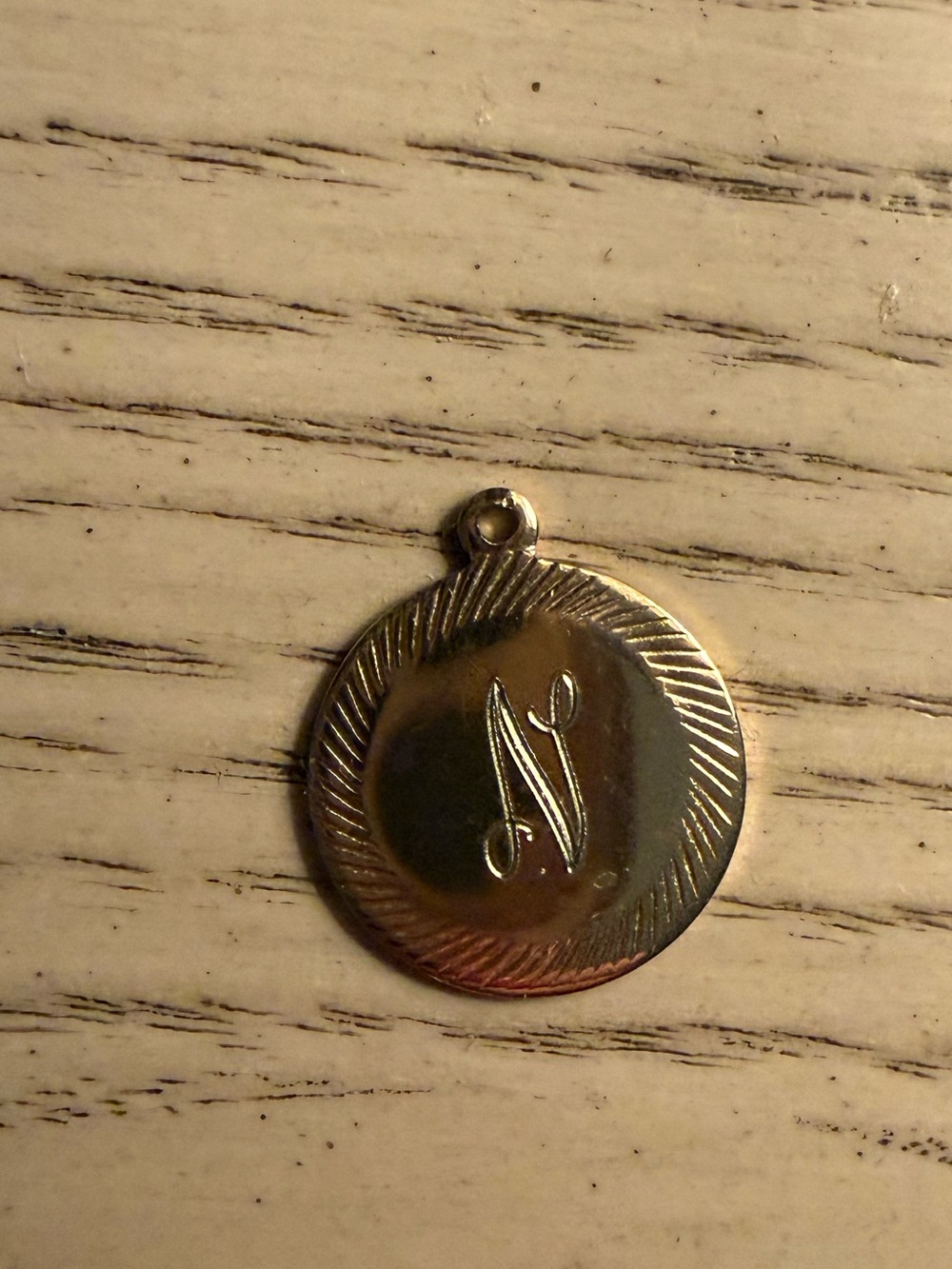 Gold Initial 'N' Round Pendant Necklace Charm